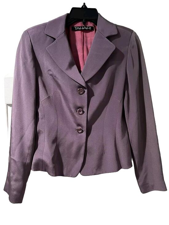 Tahari Jackets & Blazers - Tahari Womens Blazer Jacket Heart Buttons Silk Purple Size 4 A001628